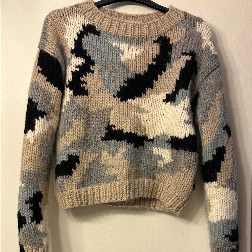 Neutral Camo Crewneck Sweater - Multicolor